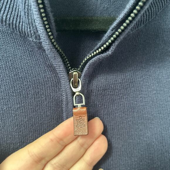 Turtleson Navy Pima Cotton Quarter Zip Sweater - Picture 5 of 6